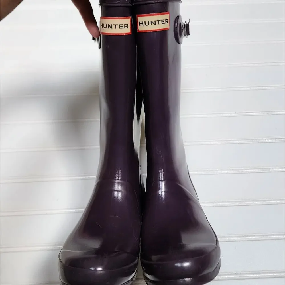 Hunter Youth Original Waterproof Dark Purple Rain Boots Size 3B/4G